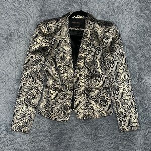 Nasty Gal Brocade Gold Black Metallic Blazer Jacket